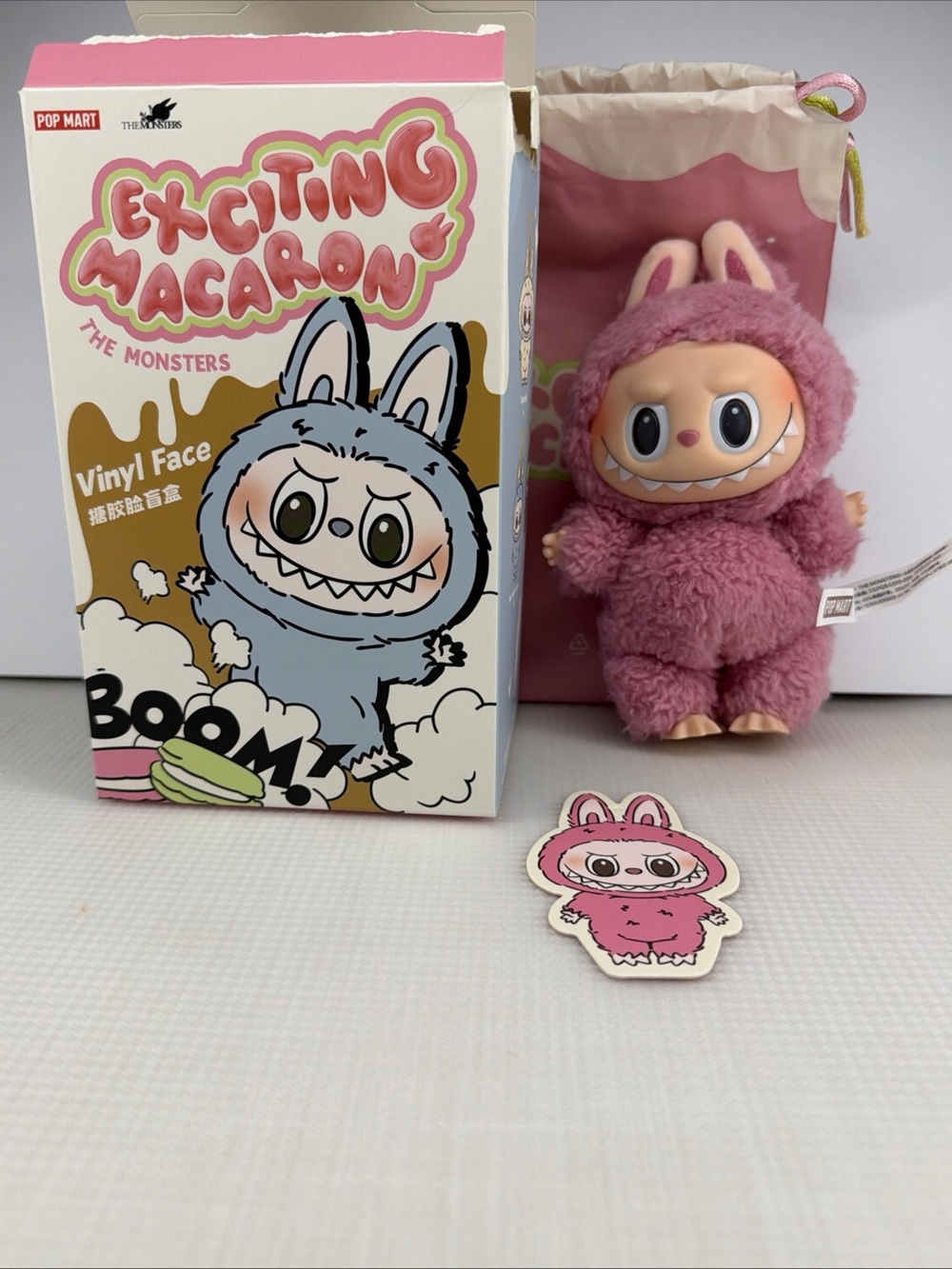 Exciting Macaron Pink Plush Vinyl Face Monster Toy lychee Berry